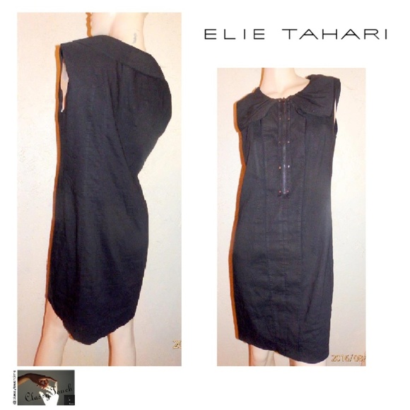 Elie Tahari Dresses & Skirts - Elie Tahari Black Linen Blend Sheath Dress